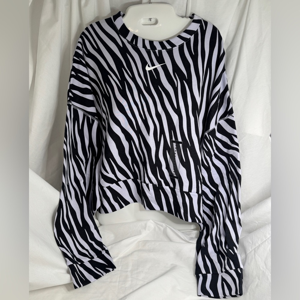 Nike Oversized Black and Purple Zebra Print Icon Clash Top, Women’s Medium, NWT